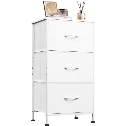 WLIVE Small Dresser Nightstand for Bedroom, 3 Drawers, White
