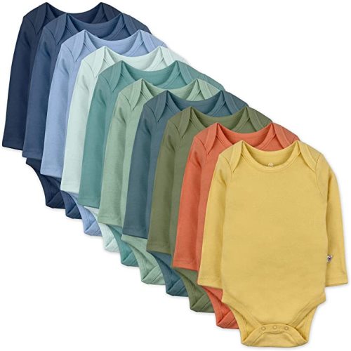 Amazon.com: HonestBaby Baby 10-Pack Organic Cotton Long Sleeve Bodysuits, Rainbow Gems Blues, Newborn: Clothing, Shoes & Jewelry
