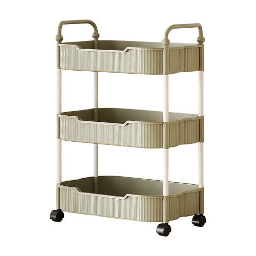3-Tier Storage Cart with Armrests, Rolling Utility Cart, for Kitchen Bathroom Living Room Toiletry Organizer ( Green )
