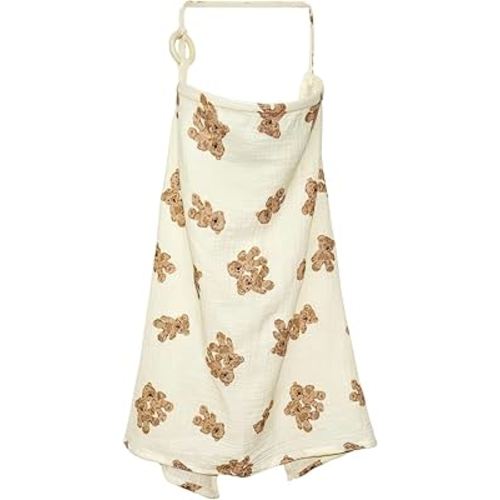 Muslin Nursing Cover for Baby Breastfeeding, Breathable 100% Cotton Privacy Nursing Covers, Multi Use Car Seat Stroller Cover (Bear-2)