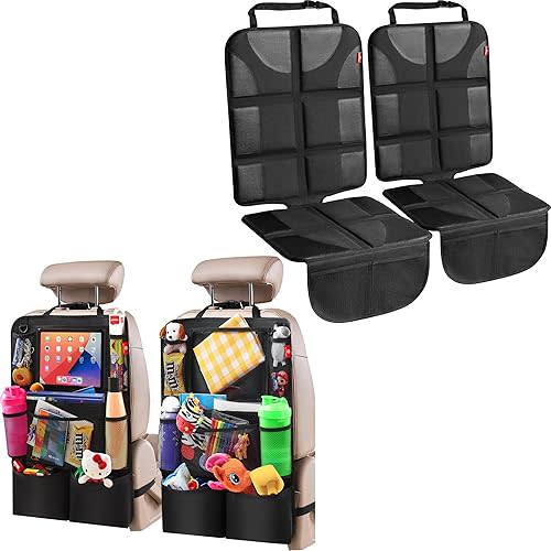 Helteko Backseat Car Organizer (Pack of 2) Car Seat Protector (Pack of 2), Black