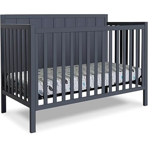 Sorelle Furniture Essex Crib Classic 4-in-1 Convertible Crib, Made of Wood, Non-Toxic Finish, Wooden Baby Bed, Toddler Bed, Child’s Daybed and Full-Size Bed, Nursery Furniture-Midnight
