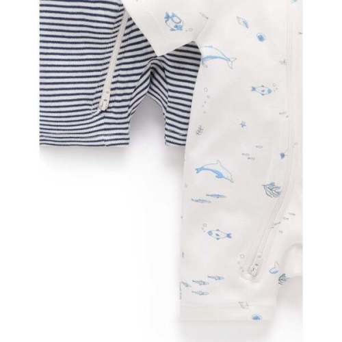 2 Pack Short Zip Romper Vanilla Nautical Pack