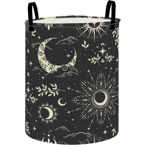 Collapsible Round Storage Basket, Soft-Sided Organizer,Waterproof Laundry Basket(New Moon)