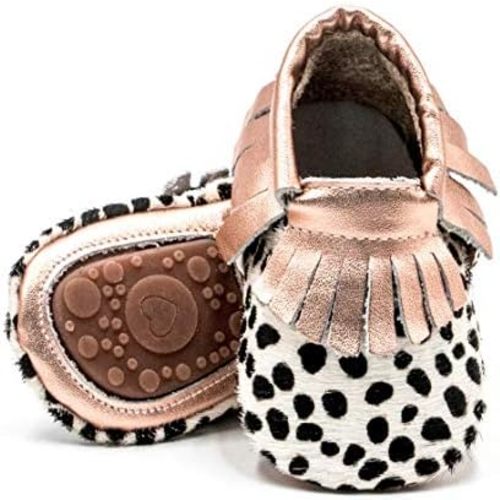 HONGTEYA Leather Baby Moccasins Hard Soled Tassel Crib Toddler Shoes for Boys and Girls…