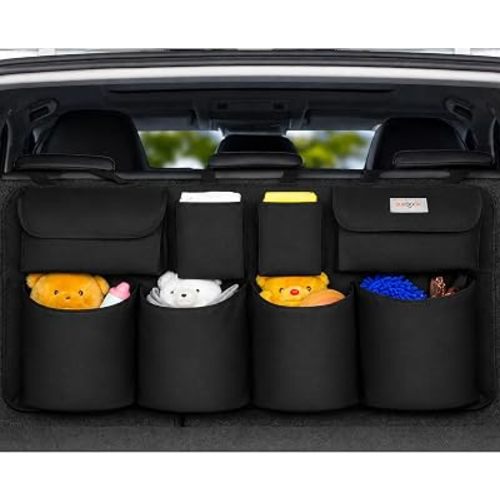 SURDOCA Car Trunk Organizer, LARGE CAPACITY(43 x 19 in) Car Organizers and Storage with 8 Pockets, Upgraded Trunk Storage for Car, SUV, Truck, MPV
