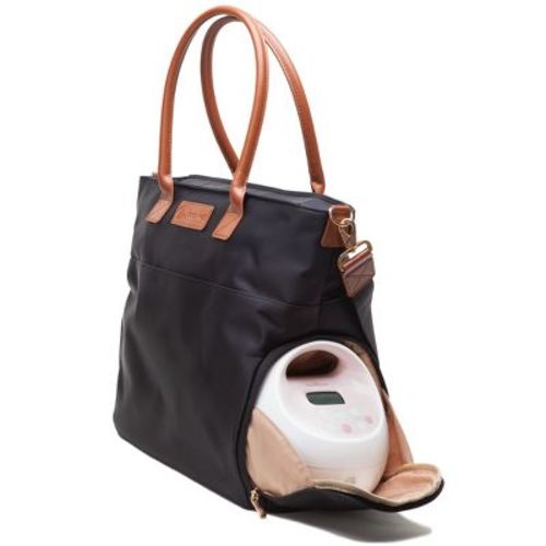 Sarah Wells Abby Breast Pump Tote – Real Leather Straps – Insulated Pockets, Laptop Storage & Easy-Clean Interior