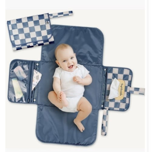 Portable/Foldable Waterproof Diaper Changing Pad with Smart Wipes Pocket