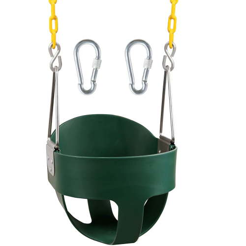 High Back Toddler Bucket Swing Seat with Coated Chains, Heavy Duty Kids Swing Seat Fully Assembled,green