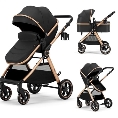 2 in 1 Baby Stroller, Convertible Bassinet Pushchair for Infants and Newborns 0-36 Months