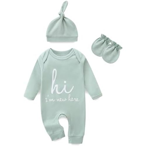 Baby Romper Newborn Onesie Hi I’m New Here Cotton Long Sleeve Coming Home Outfit