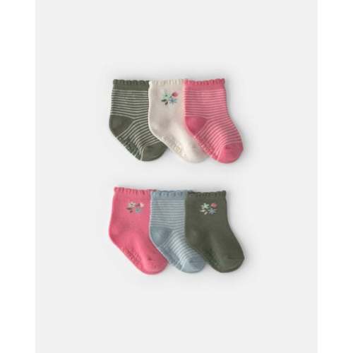 Baby Girl 6-Pack Floral Scalloped Crew Socks | Carter's
