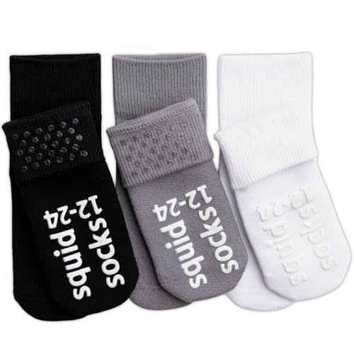 squid socks Unisex Cotton Socks | 0-6M, 6-12M, 12-24M, 2T-3T, & 4T-5T| Grip Socks that Stay On | As Seen on Shark Tank