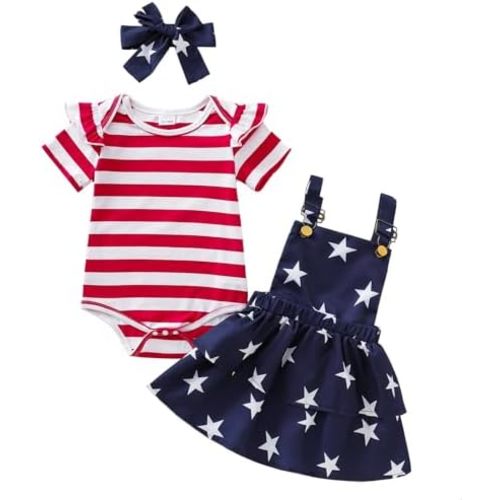Baby Girl My 1st 4th of July Outfits, Baby Girl American Flag Print Romper 4th of July Baby Girl Outfits