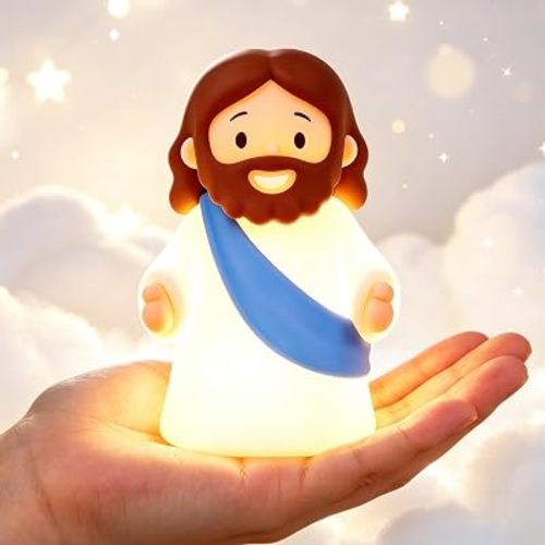 Little Jesus Night Light, First Communion Gifts for Girls & Boys, Mini Jesus Figurines Silicone Lamp, Touch Bedside Nightlight for Kids Nursery, Ideal Christian Religious Gifts for Baptism, Christmas