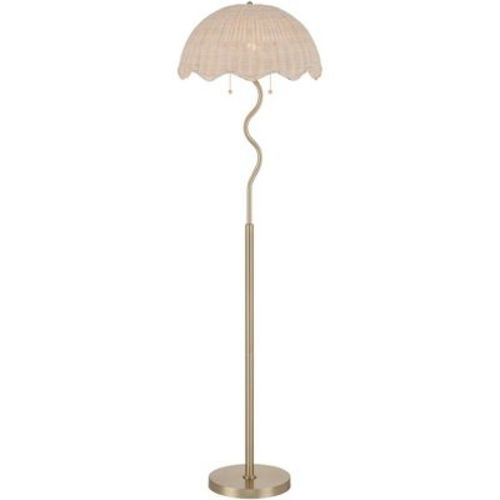 Possini Euro Design Possini Euro Brella 58"H Gold Rattan 2-Light Pull-Chain Floor Lamp