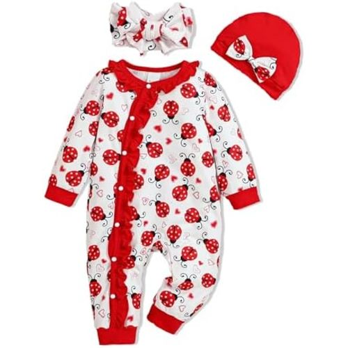 Newborn Baby Girl Clothes Infant Floral Print One-Piece Romper+Jumpsuit+Bodysuit+Hat+Headband