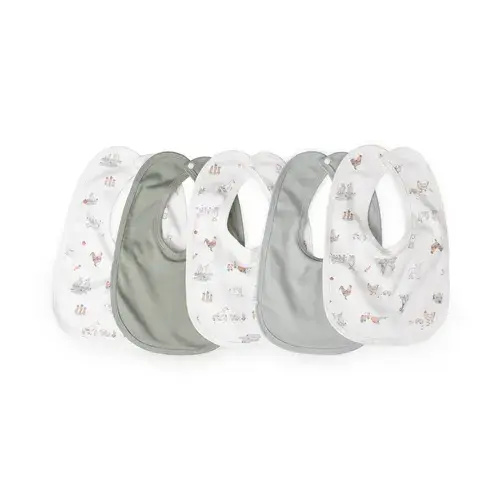 The Little Linen Co. Jersey Bib 5 Pack Farmyard Lamb | Baby Bunting AU