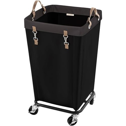 StorageWorks 110L Laundry Basket with Wheels, Large Rolling Hampers for Clothing Organizer, Dirty Clothes Basket for Hotel, Home, Closet, Dorm, Black