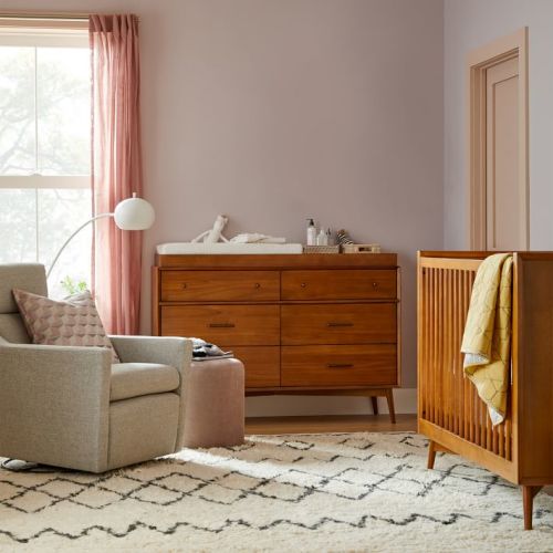 Mid-Century 6-Drawer Changing Table (56") - Acorn