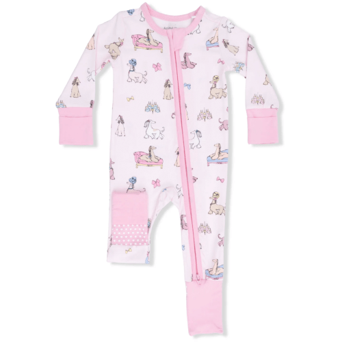 2-Way Zip Romper, Fancy Hounds with Bows