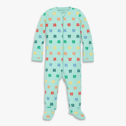Clearance Baby organic zip footie in rainbow clovers | Primary.com
