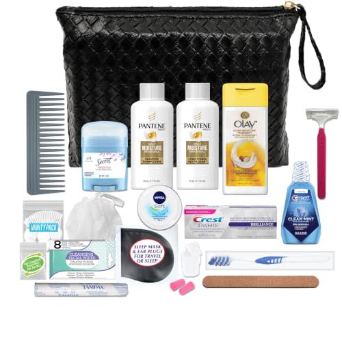 Convenience Kits International Women’s Premium 20-Piece Kit with Travel Size TSA Compliant Essentials in Stylish Cosmetic Bag