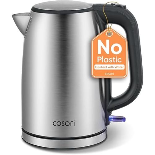 Cosori Electric Kettle, Plastic-Free Interior, Easy to Clean, Automatic Shut Off & Boil-Dry Protection, Stainless Steel Tea Kettle, Hot Water Boiler & Heater, 1.7L, 1500W