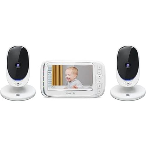 Motorola Comfort 50-2 Video Baby Monitor 5" LCD Color Display and 2 Cameras with Digital Zoom, Two-Way Audio, Infrared Night Vision and 5 Soothing Lullabies (Renewed)