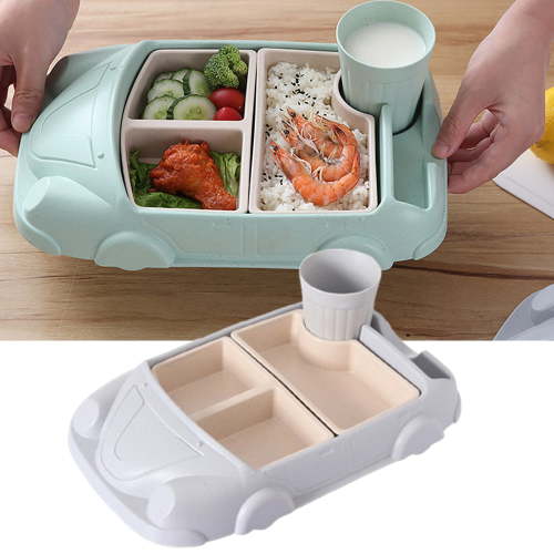 Fmxomd Cute Split Design Set Bowl Tableware Dinneractive Dining Set For Kids,Car Dinnerware Race Car Utensils,Toddler Plates,Baby Dishes