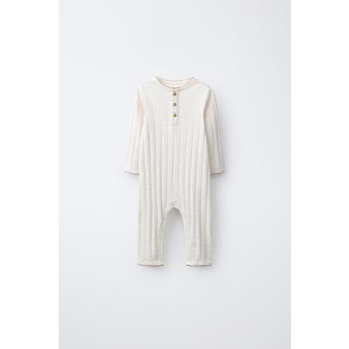 CONTRAST PICOT TRIM JUMPSUIT - Sand / Marl | ZARA United States