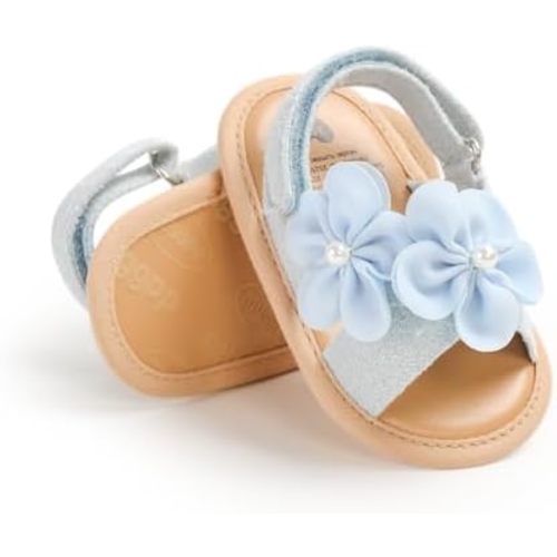 GDSDYM Infant Baby Girls Summer Sandals with Flower Bowknot Soft Sole Wedding Dress Flats Newborn First Walkers Crib Dress Shoes