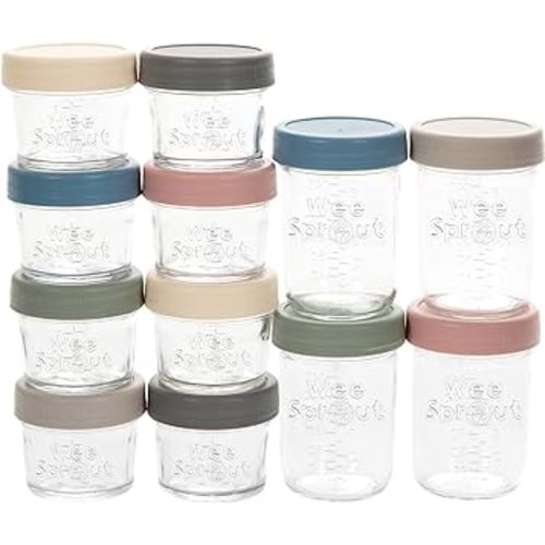 WeeSprout Glass Storage Jars 2022 (4 Ounce, 8 Ounce, Matte Variety)
