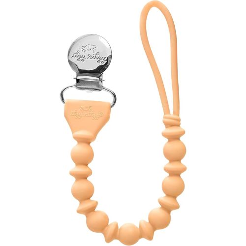 Itzy Ritzy Silicone Pacifier Clip; 100% Food Grade Silicone Pacifier Strap with Clip Keeps Pacifiers, Teethers & Small Toys in Place; Features One-Piece Design & Silicone Cord (Apricot)