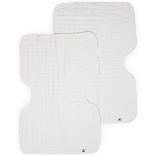 Little Unicorn 100% Natural Organic Cotton Burp Cloth 2 Pack | Ultra-Absorbent & Soft Muslin Fabric | Larger Size & Ergonomic Design (White + White)