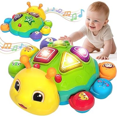 Baby Crawling Toys for 6-12 Months, Musical Toys for Infants 7 8 9 10 11 Months, Early Learning Educational Toy with Light Sound, Tummy Time Development Toys, Christmas Birthday Gifts for 1 Year Old