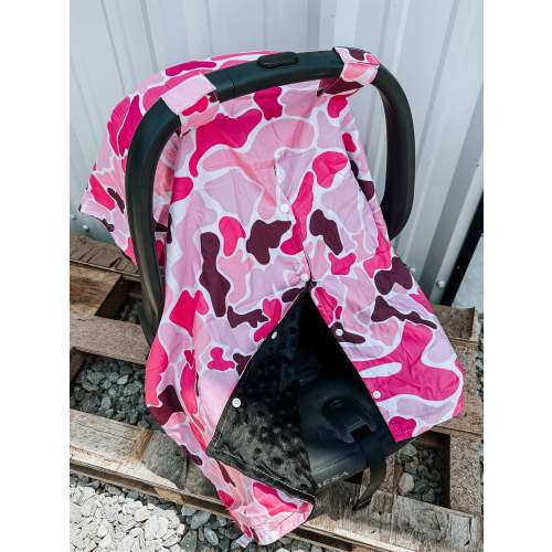 Old School Camo Car Seat Cover in Pink