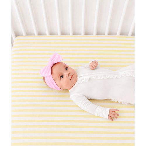 Lemon Stripes Crib Sheet