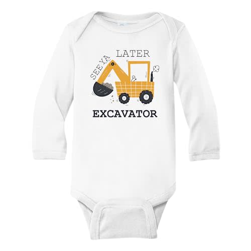 See Ya Later Excavator Cute Construction Baby Onesie® Brand Bodysuit Shirt Premium Custom Clothes Unisex Gift for Mom Newborn