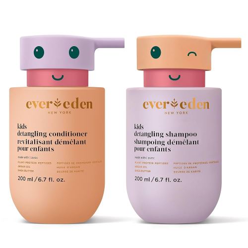 Evereden Set de cuidado del cabello para niños: champú y acondicionador desenredante para niños a partir de 3 años, péptidos de proteínas vegetales y aceite de argán, vegano, libre de sulfatos,