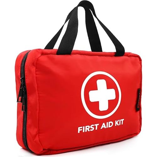 330 Piece First Aid Kit, Premium Waterproof Compact Trauma Medical Kits for Any Emergencies, Ideal for Home, Office, Car, Travel, Outdoor, Camping, Hiking, Boating (Red)