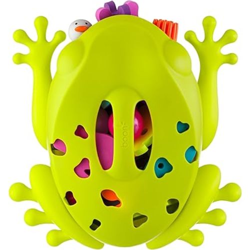 Boon FROG POD Mini Scoop Toddler Bath Tub Wall Toy Storage and Drain Organizer, Green