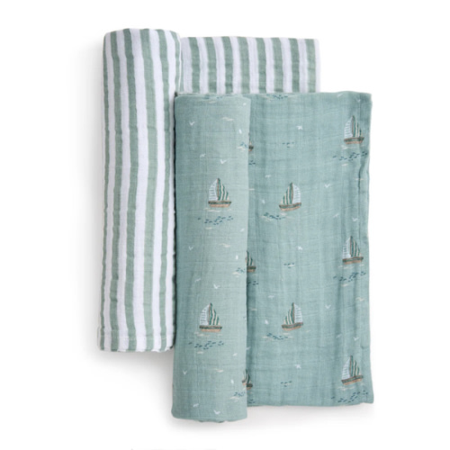 aden + anais Organic Cotton Muslin Swaddles in Sailing Seas 2 Pack