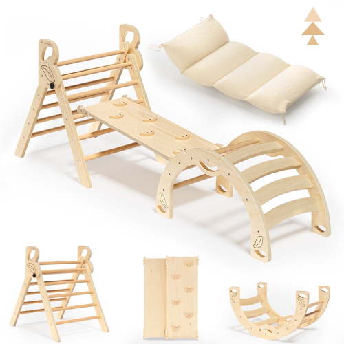 BlueWood Montessori Triangle Climbing Set Indoor Playground Lightweight Compact 4-Piece