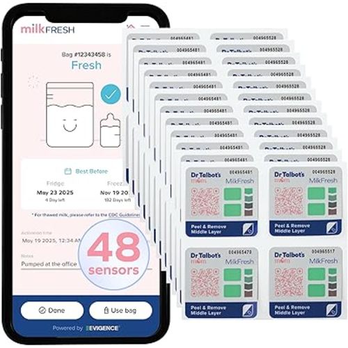 Dr. Talbot's Mom MilkFresh Breastmilk Freshness Sensors - Pairs with App to Monitor Time and Temperature - 48 Count