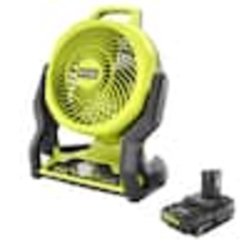 RYOBI ONE+ 18V Cordless Hybrid WHISPER SERIES 7-1/2 in. Fan with 2.0 Ah Battery PCL811B-PBP006