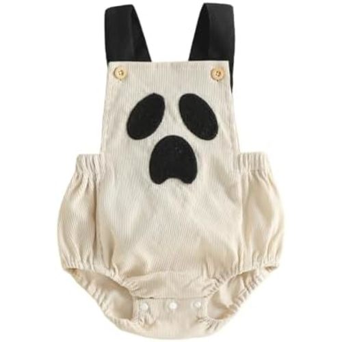 Newborn Baby Girl Boy Halloween Romper Sleeveless Backless Pumpkin Button Bodysuit Jumpsuit Fall Winter Outfits