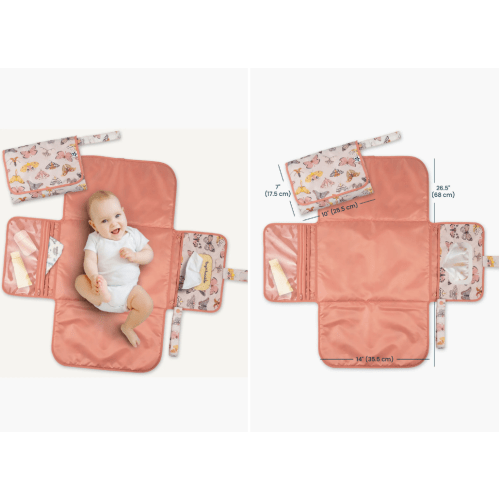 Portable/Foldable Waterproof Diaper Changing Pad with Smart Wipes Pocket