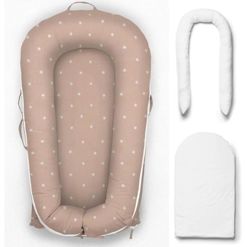 Dock Replacement Set (Size Deluxe + or Grand) Doc a tot Parts Set of 3 (Cover, Pad, Tube) Beige dots (Deluxe+)