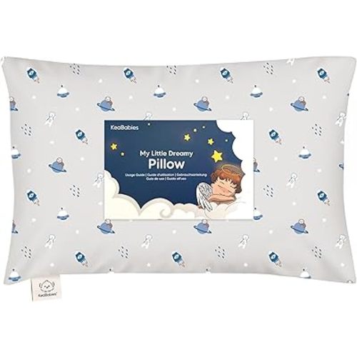 Toddler Pillow with Pillowcase - 13x18 My Little Dreamy Kids Travel Bed Pillows for Sleeping, Organic Cotton Small Pillowcase, Soft & Breathable, Machine Washable, Toddlers 2-5 years old (Cosmo)